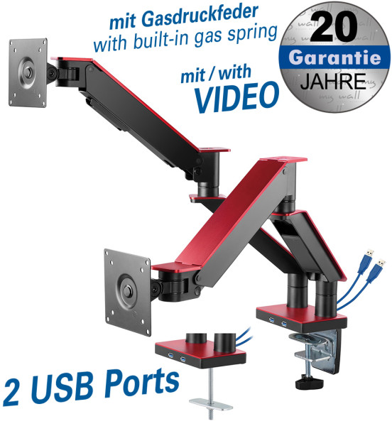 Movable holder 2 monitors with gas pressure spring