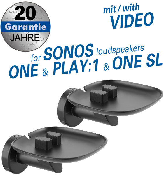2 Wall mounts for SONOS ONE, Play:1 and also for SONOS ONE SL loudspeaker