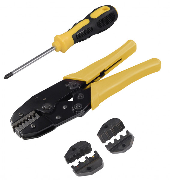 Crimping tool set with exchangeable crimping jaws