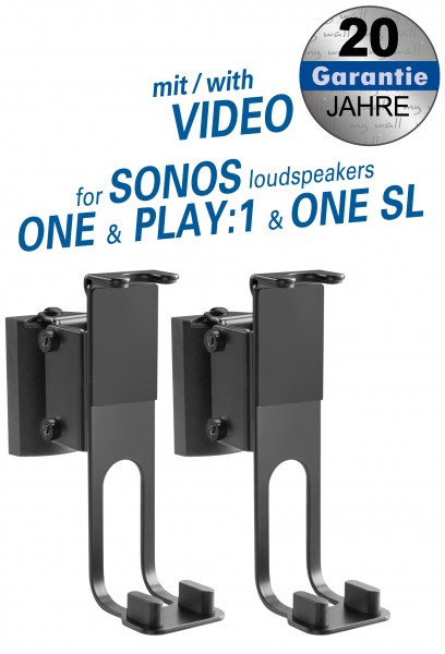 2 Wall mounts for Sonos One, One SL and Play:1 loudspeaker