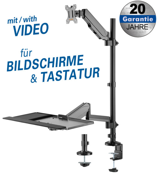 Height-adjustable holder for monitor and keyboard